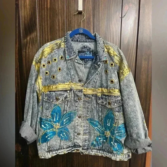 Vintage 90’s Statement Piece Flower Bedazzled Jacket- Rare- Peak 90’s-size: XL - Picture 1 of 16